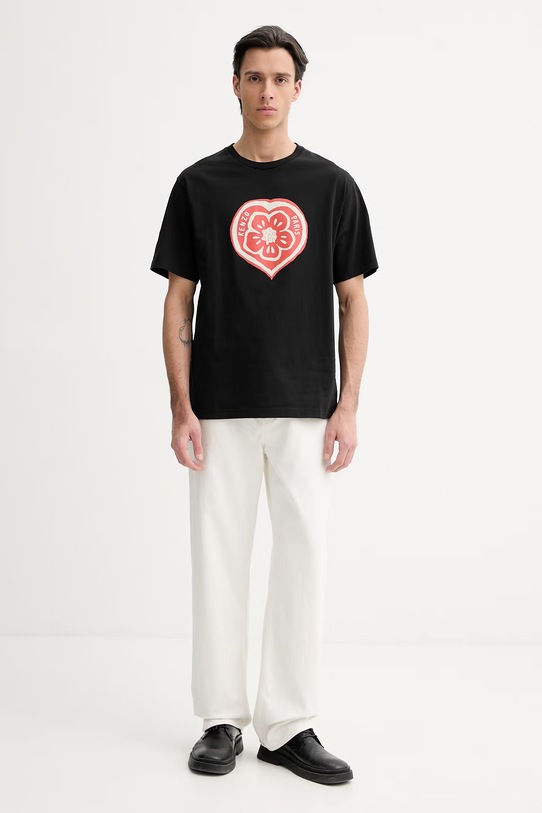 Βαμβακερό μπλουζάκι Kenzo FG55TS2074SO μαύρο SS26