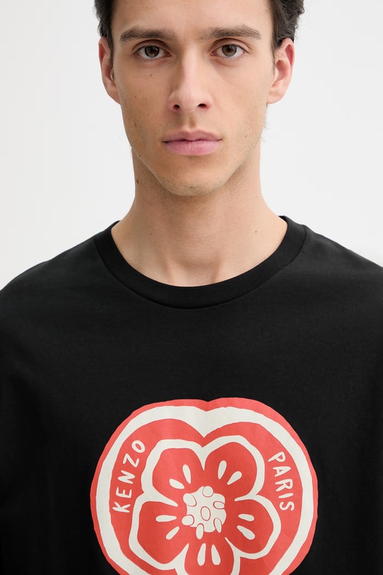 Βαμβακερό μπλουζάκι Kenzo μαύρο FG55TS2074SO