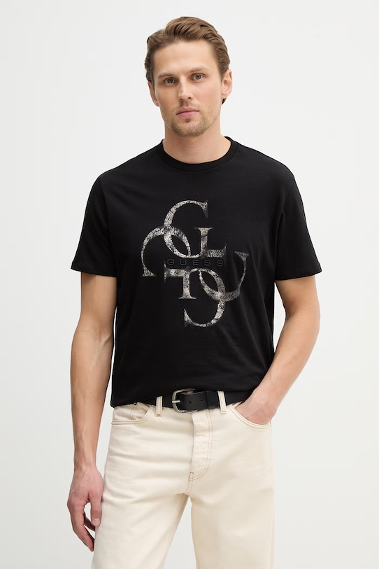 Guess t-shirt bawełniany nadruk czarny M6RI03.I3Z14