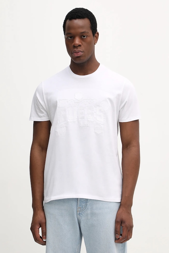 Bavlněné tričko Guess nášivka bílá M6RI04.I3Z14