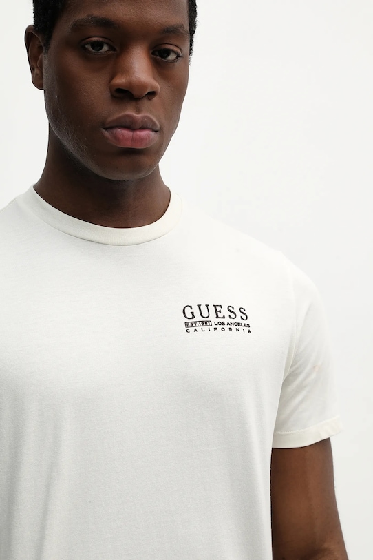 Guess t-shirt bawełniany beżowy M6RI05.KBW41