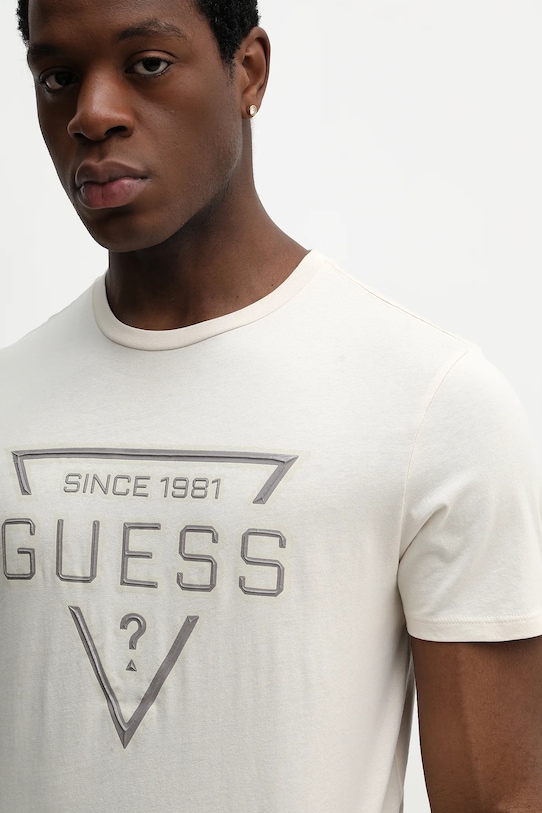 Guess t-shirt bawełniany beżowy M6RI09.I3Z14