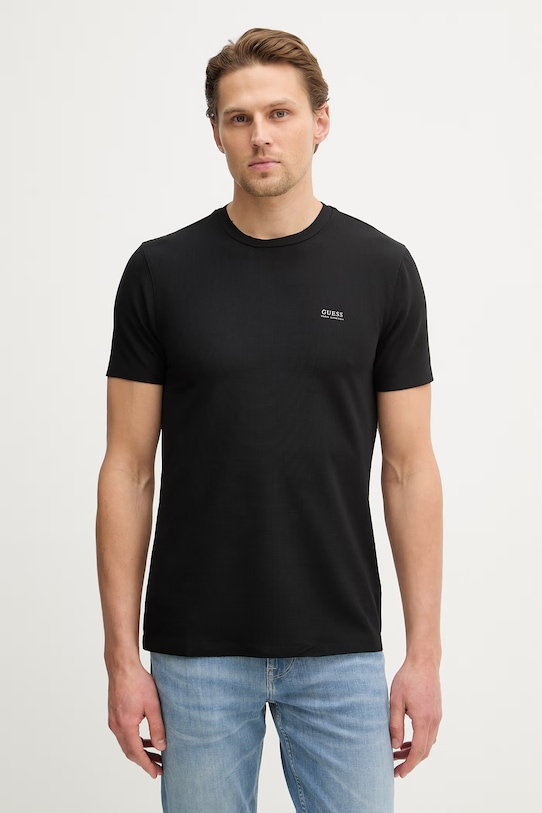 Guess t-shirt z elastanem czarny M6RI19.KD202