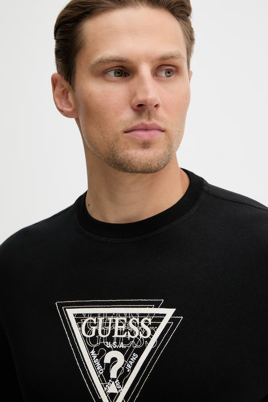 Bavlněné tričko Guess TERRY černá M6RI23.K8FQ4