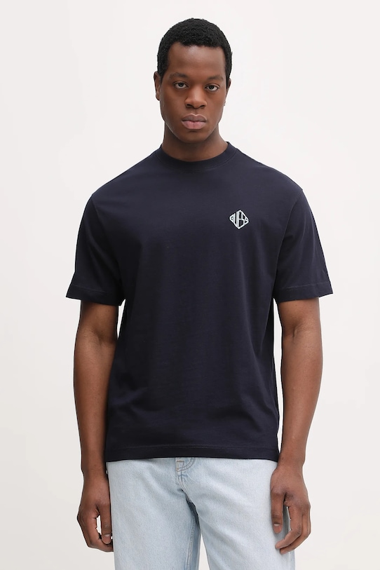 Bavlněné tričko Guess kulatý námořnická modř M6RI25.I3Z14