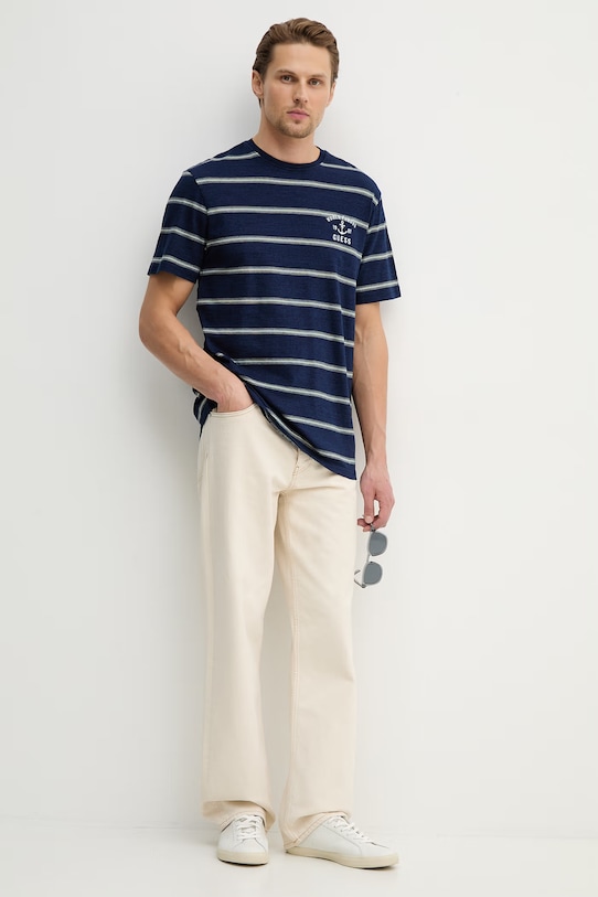 Βαμβακερό μπλουζάκι Guess MARINE M6RI30.KD251 σκούρο μπλε SS26