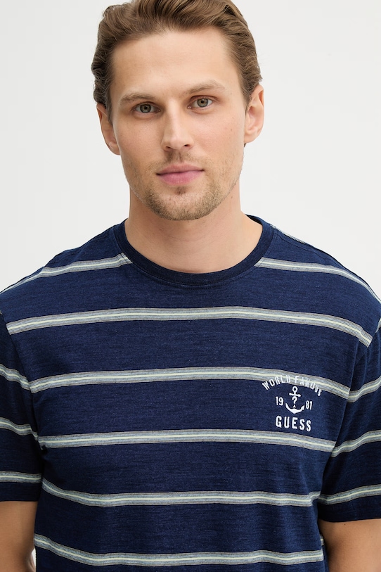 Βαμβακερό μπλουζάκι Guess MARINE σκούρο μπλε M6RI30.KD251