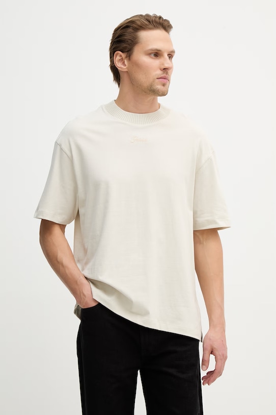 Guess t-shirt bawełniany bawełna beżowy M6RP09.KA260