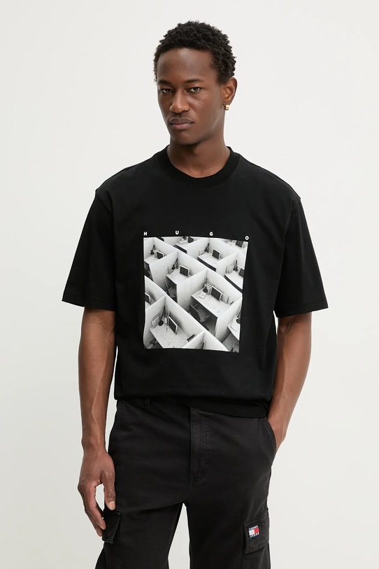 Pamučna majica HUGO Dodger print crna 50553330