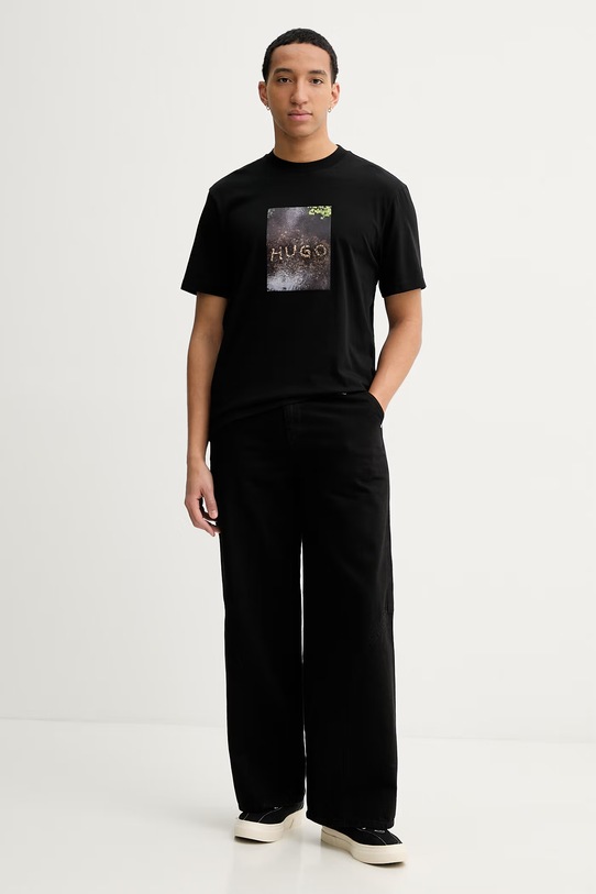 HUGO t-shirt bawełniany Doreston 50554319 czarny SS26