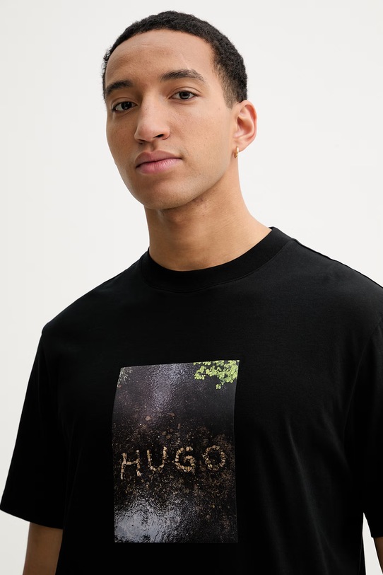 HUGO t-shirt bawełniany Doreston czarny 50554319