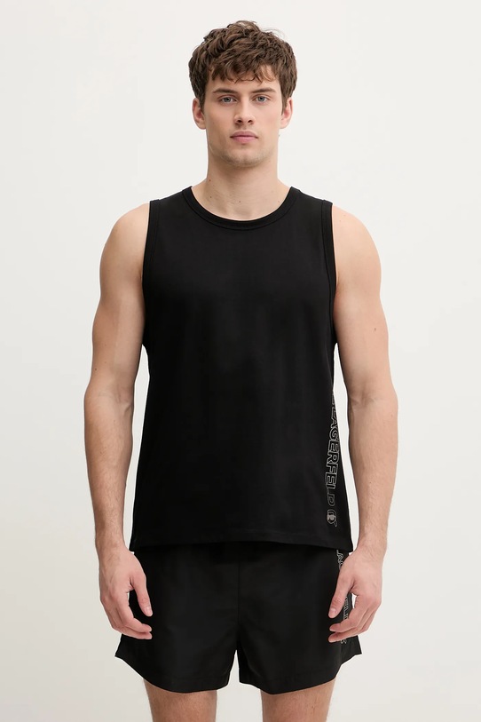 Βαμβακερό μπλουζάκι Karl Lagerfeld IKON στάμπα μαύρο B1M46012