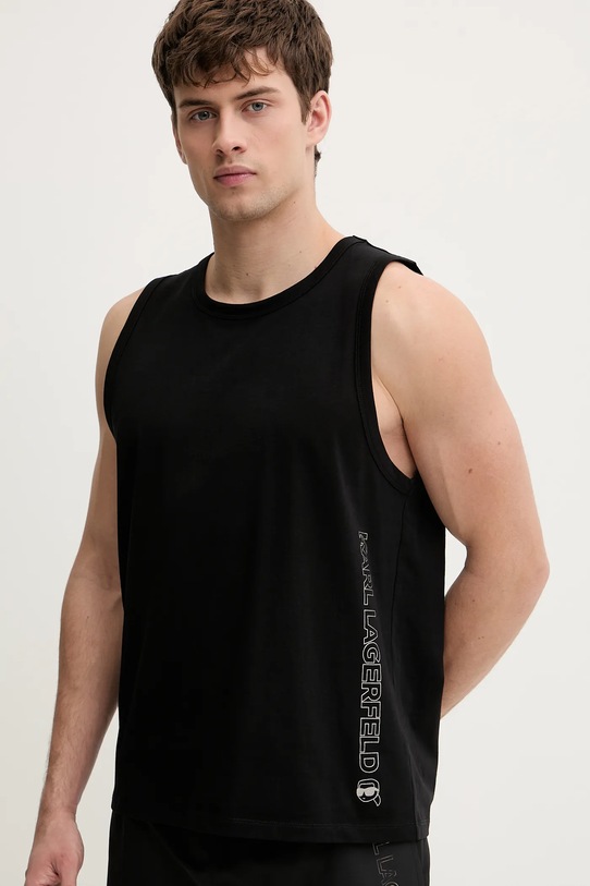 Ρούχα Βαμβακερό μπλουζάκι Karl Lagerfeld IKON B1M46012 μαύρο