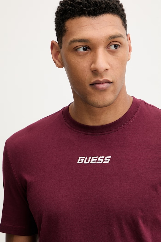 Guess t-shirt bawełniany COCHISE bordowy Z6RI00.I3Z14