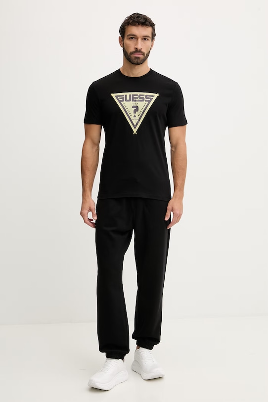 Guess t-shirt bawełniany LUTA Z6RI03.I3Z14 czarny SS26