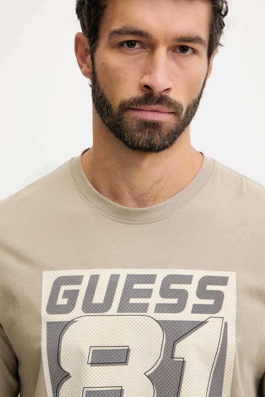 Guess t-shirt bawełniany OPA beżowy Z6RI04.I3Z14
