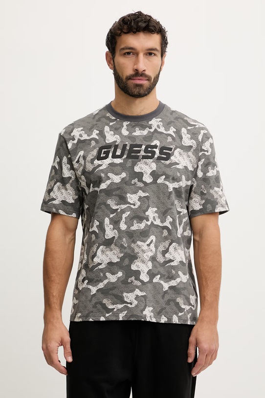 Guess t-shirt bawełniany CHAYTON wzorzyste szary Z6RI05.I3Z14