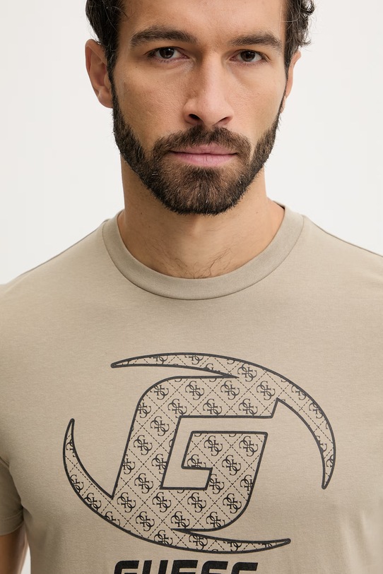 Guess t-shirt bawełniany KELE beżowy Z6RI06.I3Z14