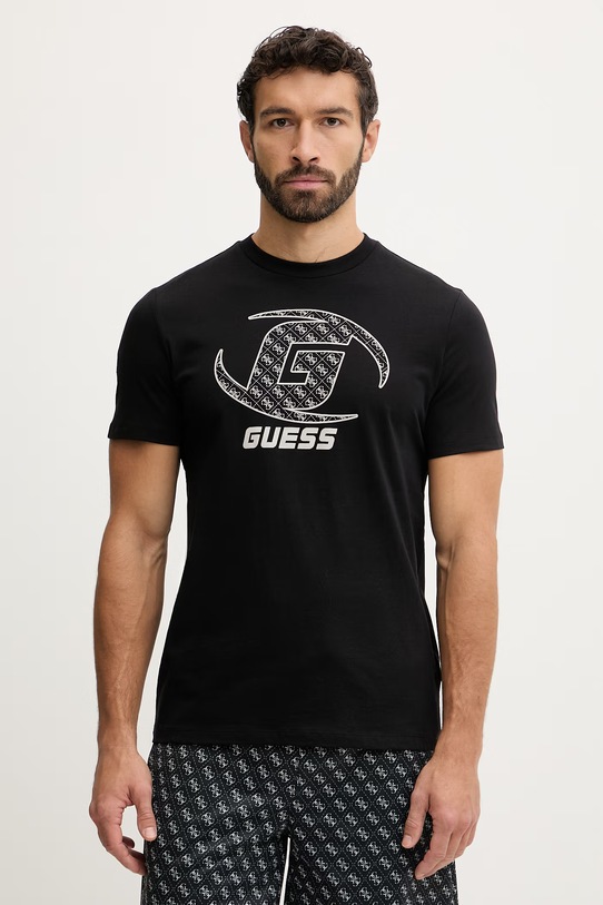 Guess t-shirt bawełniany KELE nadruk czarny Z6RI06.I3Z14