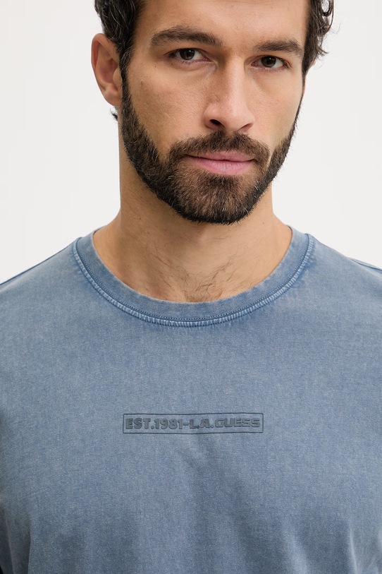 Guess t-shirt bawełniany NAWAT niebieski Z6RI11.I3Z14