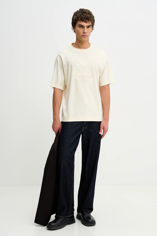 Calvin Klein t-shirt bawełniany LV04LE200G beżowy SS26