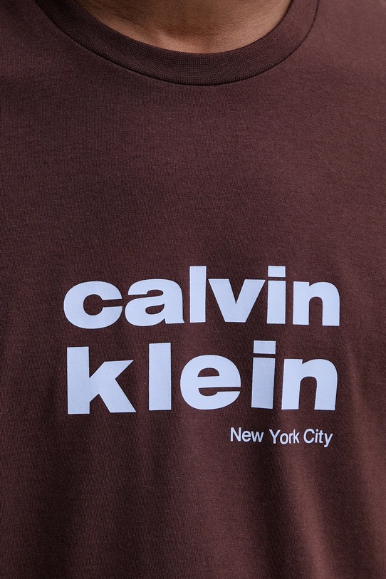 Calvin Klein t-shirt bawełniany LV04RE821G brązowy