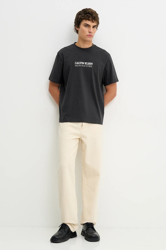 Calvin Klein t-shirt bawełniany LV04RE833G szary SS26