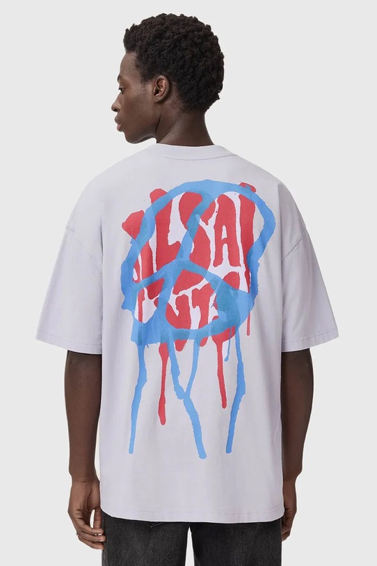 AllSaints t-shirt bawełniany nadruk fioletowy M035PD