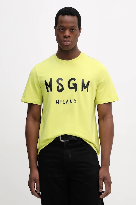 MSGM t-shirt bawełniany nadruk zielony 4040MM510.267002