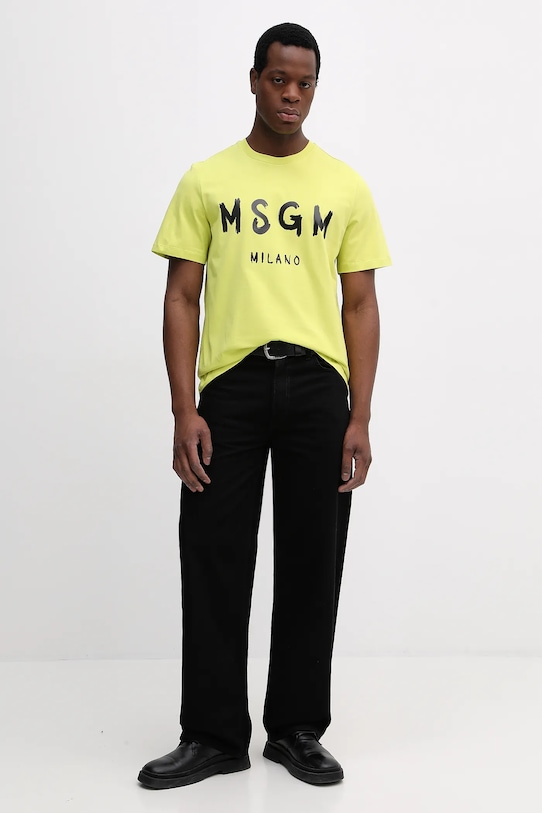 MSGM t-shirt bawełniany 4040MM510.267002 zielony SS26