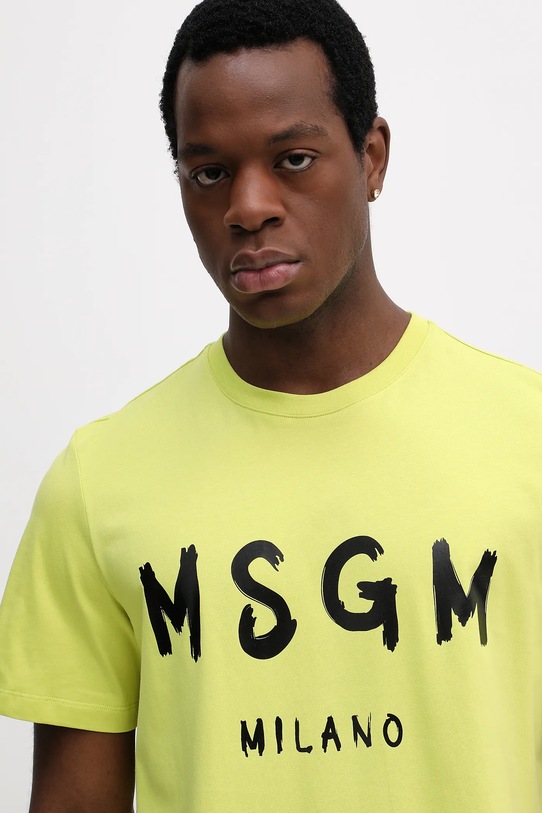 MSGM t-shirt bawełniany zielony 4040MM510.267002
