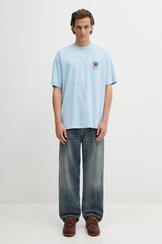 Drôle de Monsieur t-shirt bawełniany T-Shirt Slogan Rose J.TS210.CO002.LBE niebieski