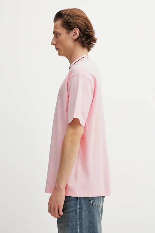 Bavlněné tričko Drôle de Monsieur Slogan Sport J.TS189.CO002.LPI růžová SS26