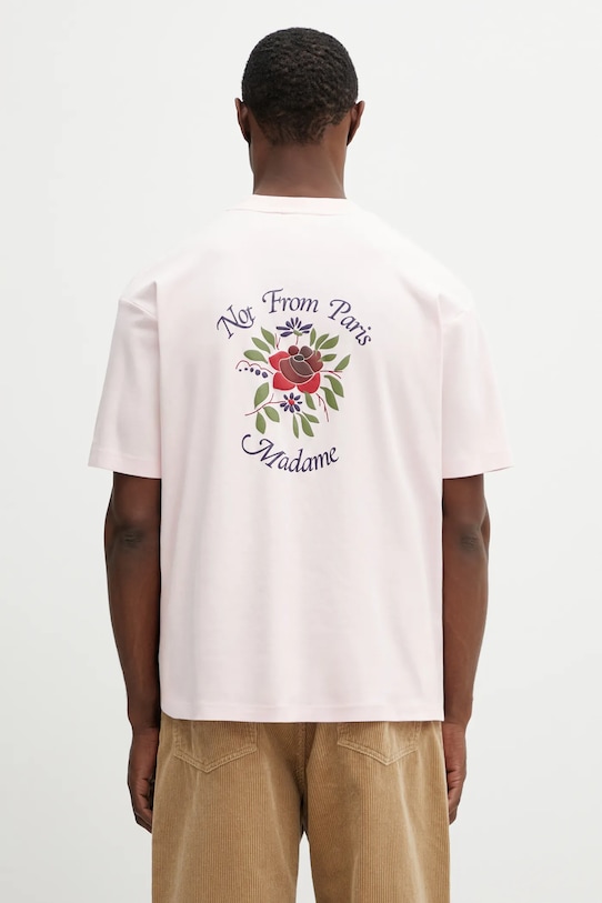 Drôle de Monsieur t-shirt bawełniany Slogan Rose nadruk różowy J.TS210.CO002.LPI