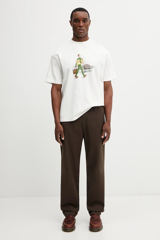 Drôle de Monsieur t-shirt bawełniany LHomme Au Tableau J.TS290.CO002.OW beżowy