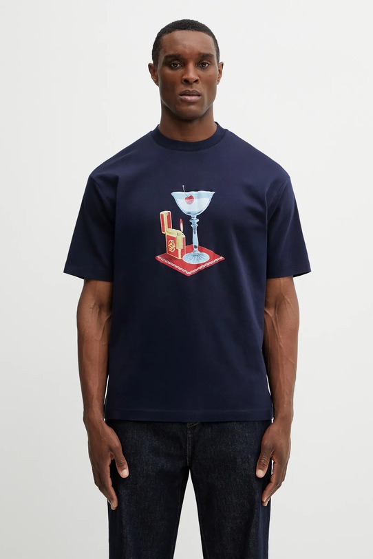 Bavlněné tričko Drôle de Monsieur Cocktail regular námořnická modř J.TS291.CO002.NY