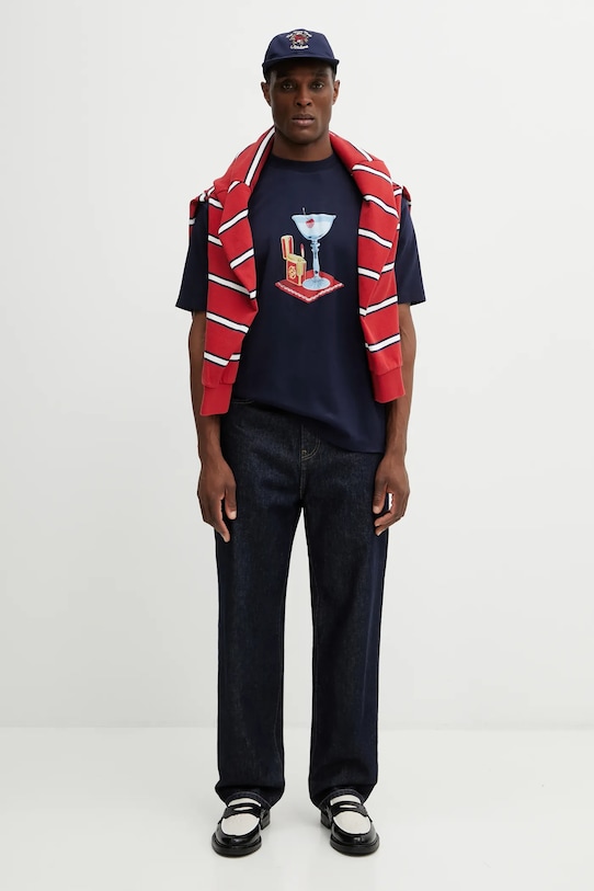 Drôle de Monsieur t-shirt bawełniany Cocktail J.TS291.CO002.NY granatowy