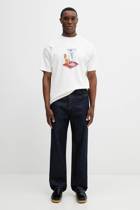 Drôle de Monsieur t-shirt bawełniany Cocktail J.TS291.CO002.OW beżowy