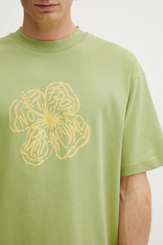Bavlněné tričko Drôle de Monsieur Slogan Hibiscus zelená J.TS292.CO002.LOL