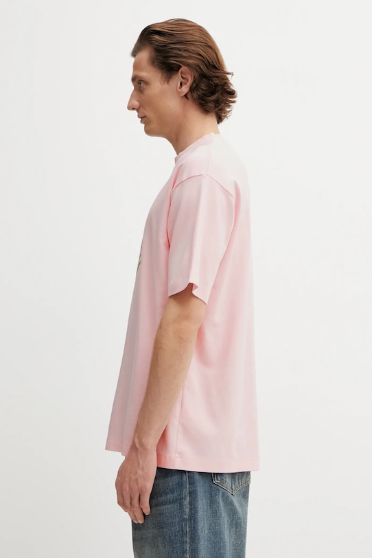 Bavlněné tričko Drôle de Monsieur Slogan Hibiscus J.TS292.CO002.LPI růžová SS26