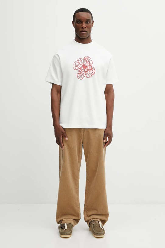 Bavlněné tričko Drôle de Monsieur Slogan Hibiscus J.TS292.CO002.OW béžová