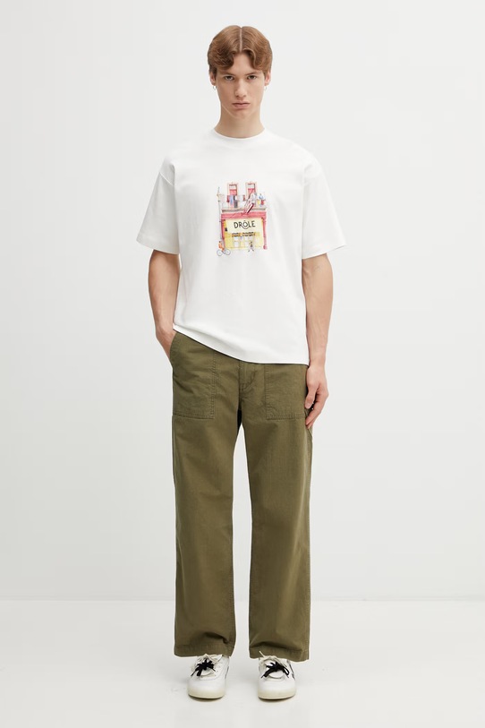 Drôle de Monsieur Drôle Café t-shirt męski bawełniany K.TS307.CO002.OW biały