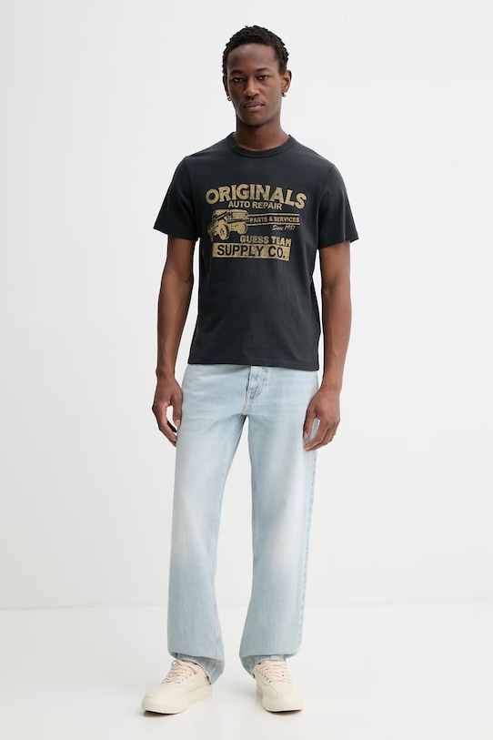 Памучна тениска Guess Originals M6RI54.K8FQ4 черен SS26