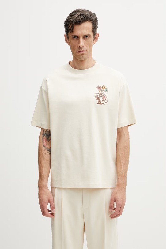 Drôle de Monsieur Vase Havana T-shirt bawełniany męski beżowy K.TS308.CO002.SD
