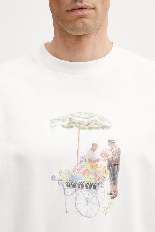Drôle de Monsieur Fleuriste T-shirt bawełniany męski biały K.TS310.CO002.OW