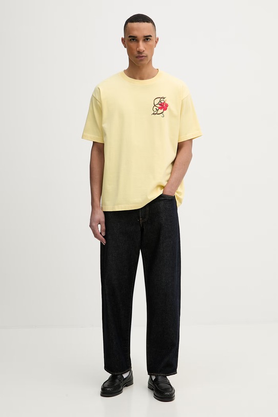 Drôle de Monsieur D Hibiscus Broddée t-shirt bawełniany męski K.TS316.CO248.LYL żółty SS26