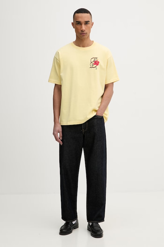 Drôle de Monsieur D Hibiscus Broddée t-shirt bawełniany męski K.TS316.CO248.LYL żółty SS26