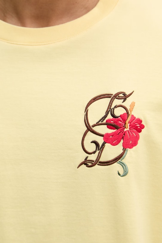 Drôle de Monsieur D Hibiscus Broddée t-shirt bawełniany męski K.TS316.CO248.LYL żółty