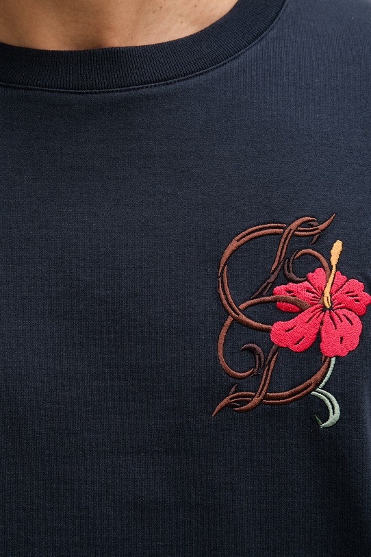 Drôle de Monsieur D Hibiscus Broddée t-shirt męski bawełniany K.TS316.CO248.NY granatowy