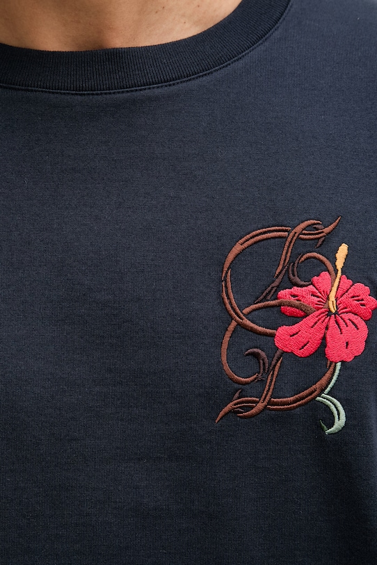 Drôle de Monsieur D Hibiscus Broddée t-shirt męski bawełniany K.TS316.CO248.NY granatowy